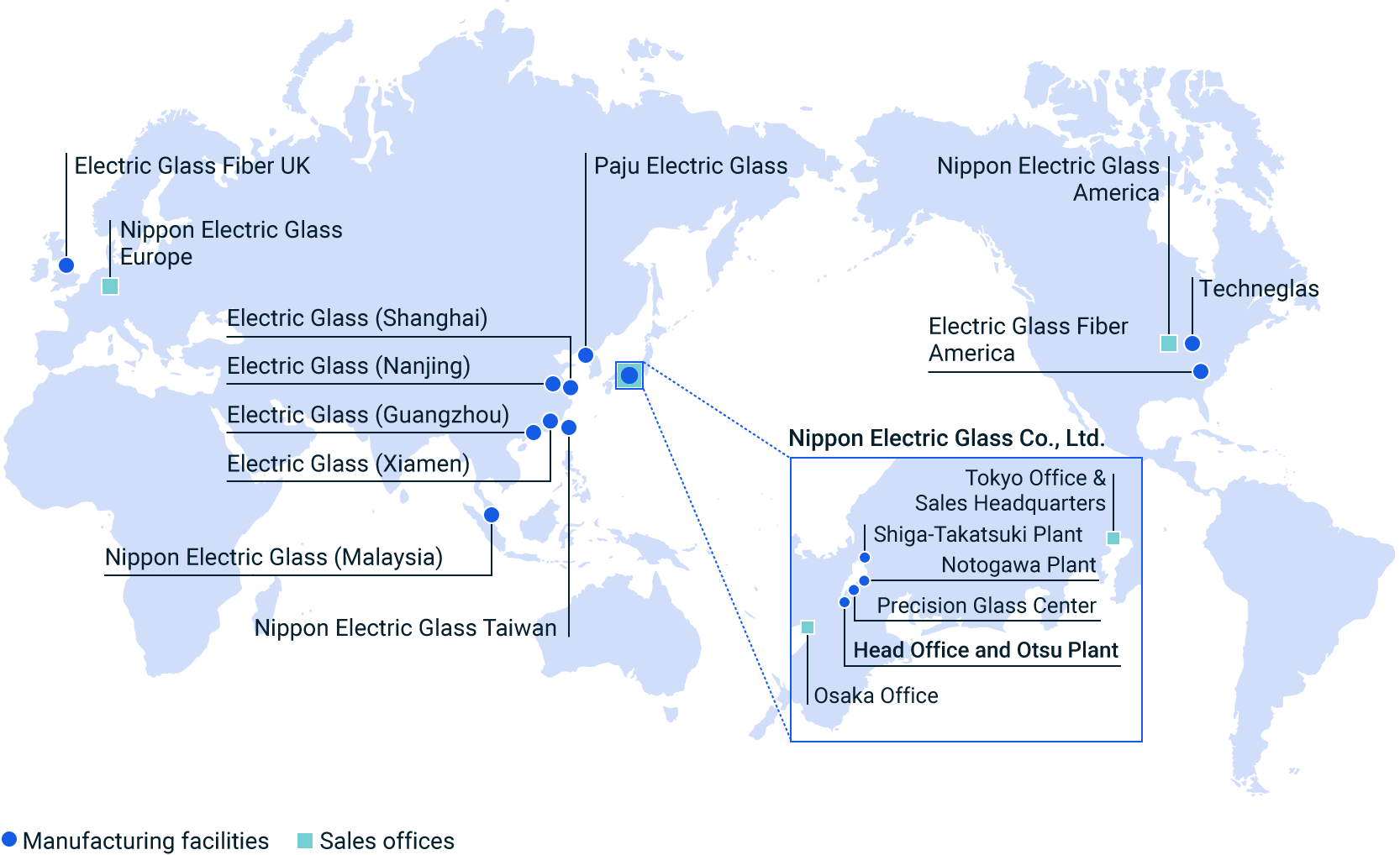figure of manufacturing facilities and sales offices